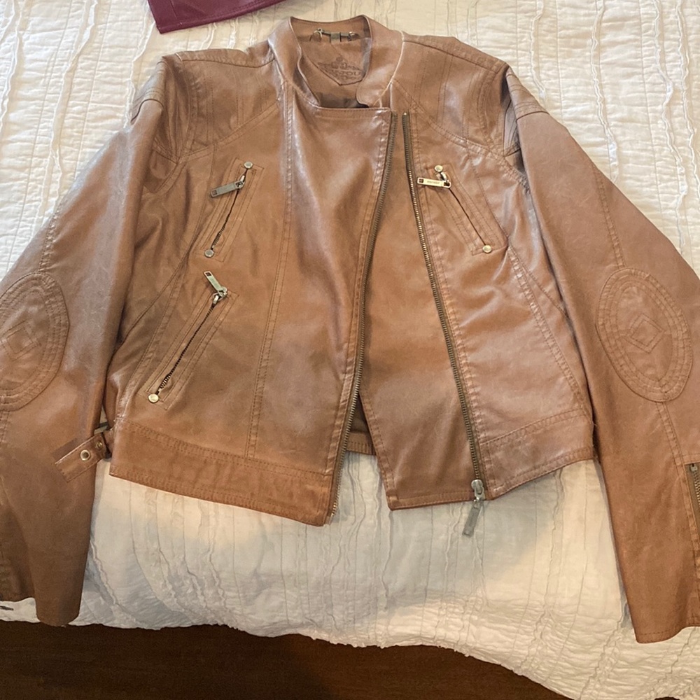 Jou Jou Vegan Leather Camel Jacket-Never been worn